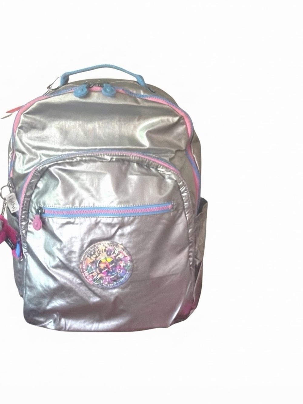 Kipling Seoul XL Backpack & Garri Pencil Case Set Silver Metallic Pop, School - Picture 2 of 15